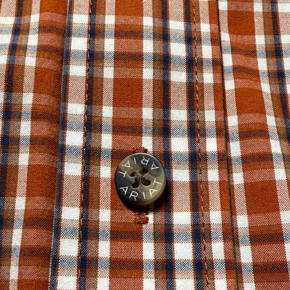 Ariat Pro Series Shirt - Size Medium - Orange Plaid - Long Sleeve Button Up - Picture 9 of 14